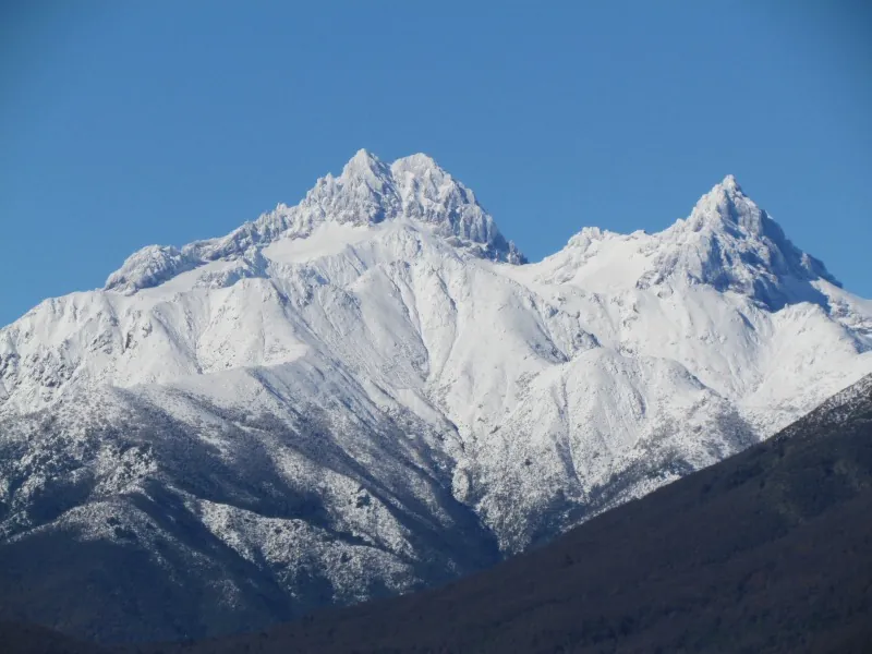 Glaciar Sierra Velluda visto desde el interior del Parque Nacional Laguna del Laja, Biobío